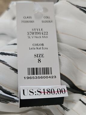 NEW White House Black Market White and Black Patterned Scarf with Gold Accents